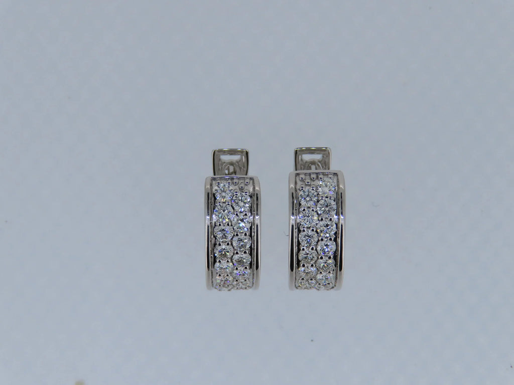 Oval diamond cluster hoops - hoop earrings | Greco Jewelers - view 7