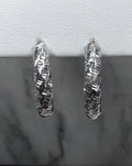 14K White Gold Diamond Cut Hoop Earring - 14K White Gold, hoop earrings | Greco Jewelers