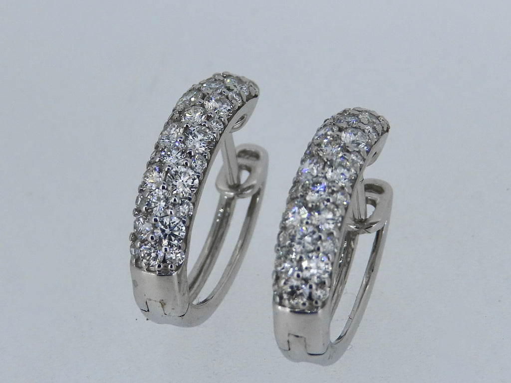 Pave Diamond Hoop Earrings | Greco Jewelers - close-up