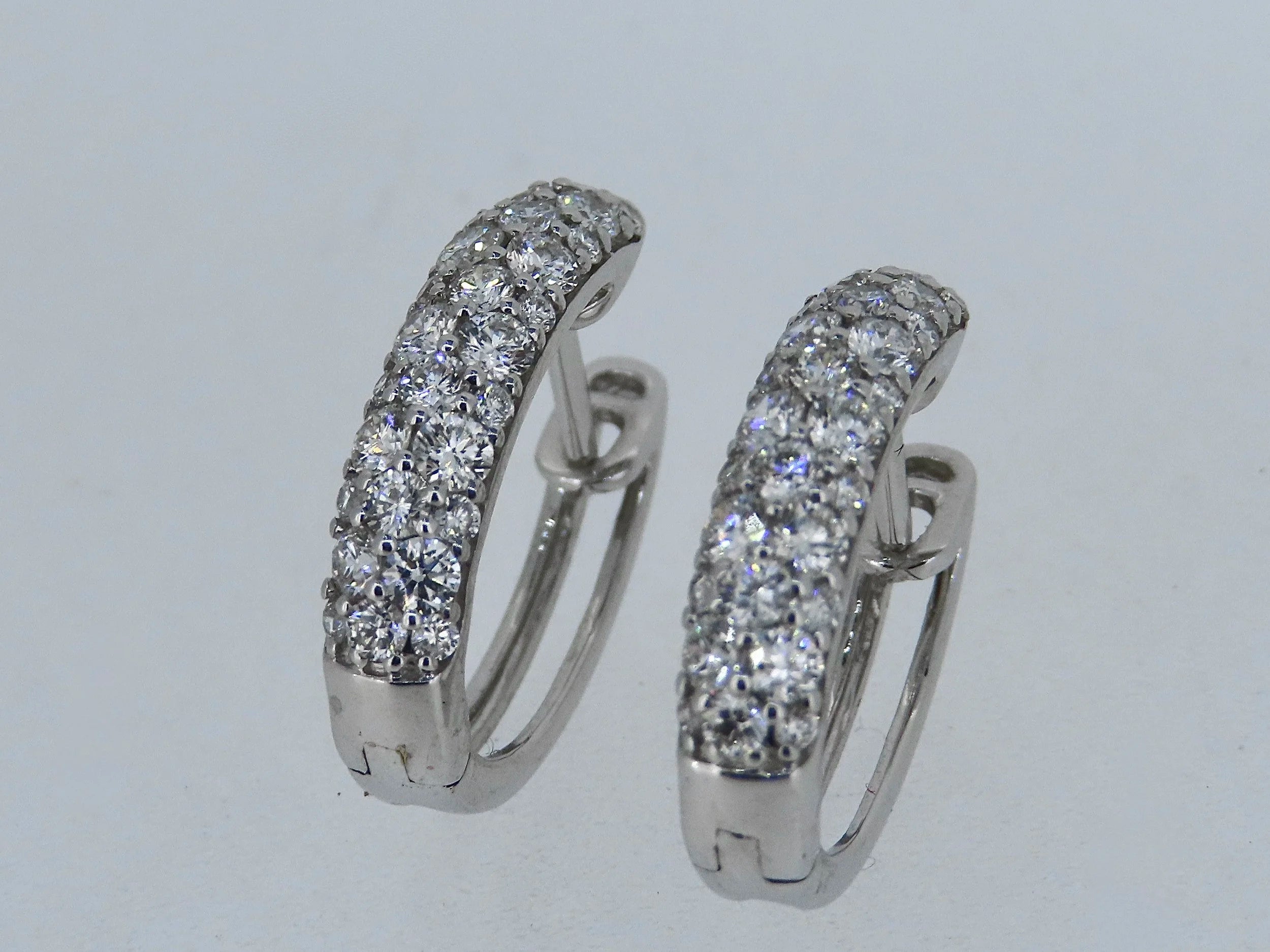 Pave Diamond Hoop Earrings | Greco Jewelers - close-up