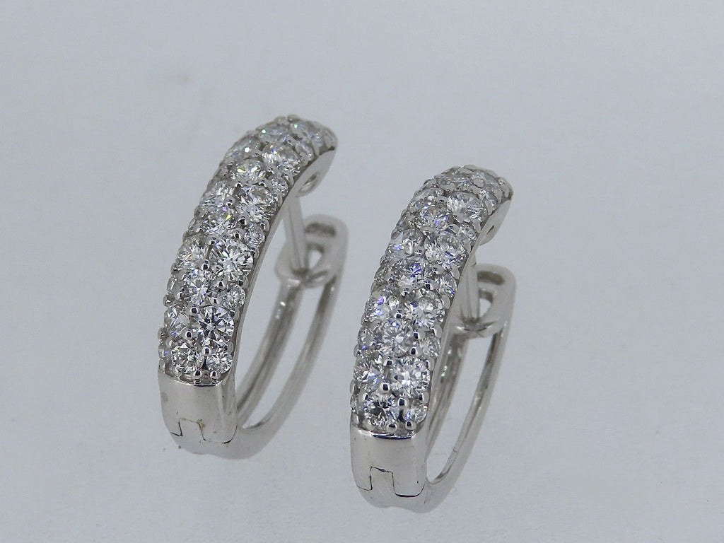 Pave Diamond Hoop Earrings | Greco Jewelers - detail view