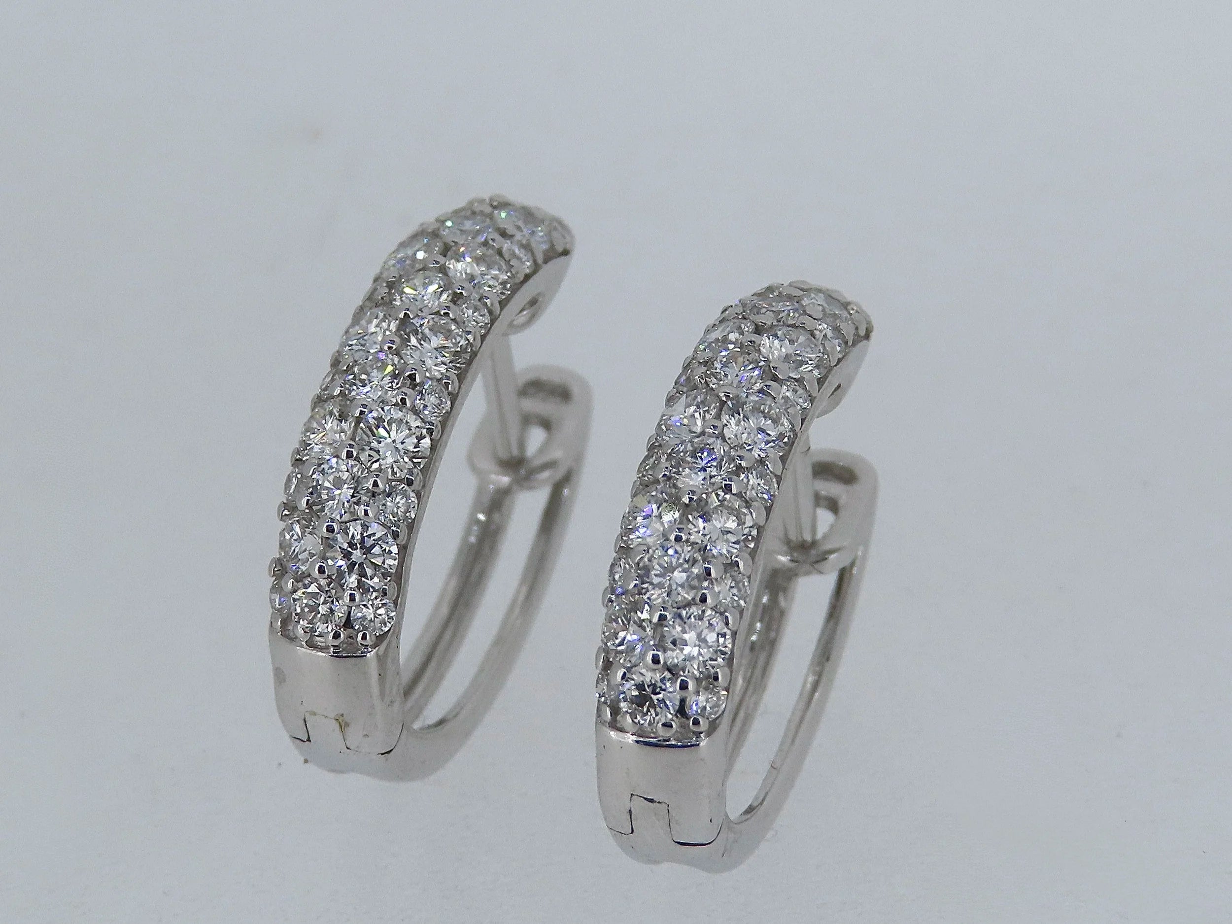 Pave Diamond Hoop Earrings | Greco Jewelers - detail view