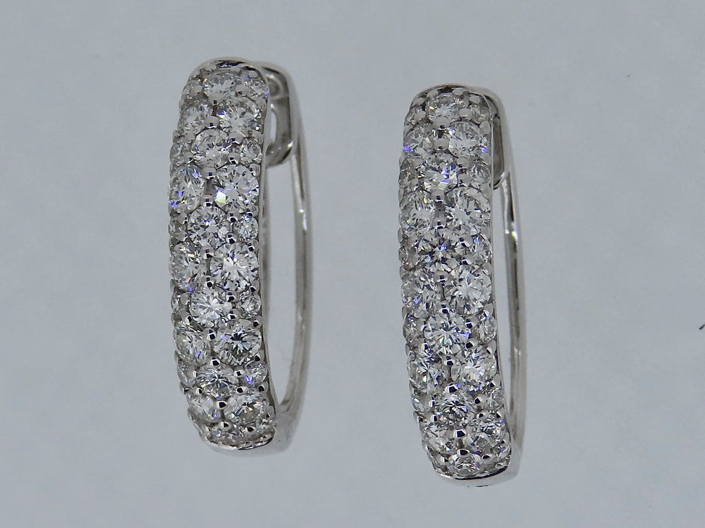 Pave Diamond Hoop Earrings | Greco Jewelers - alternate angle