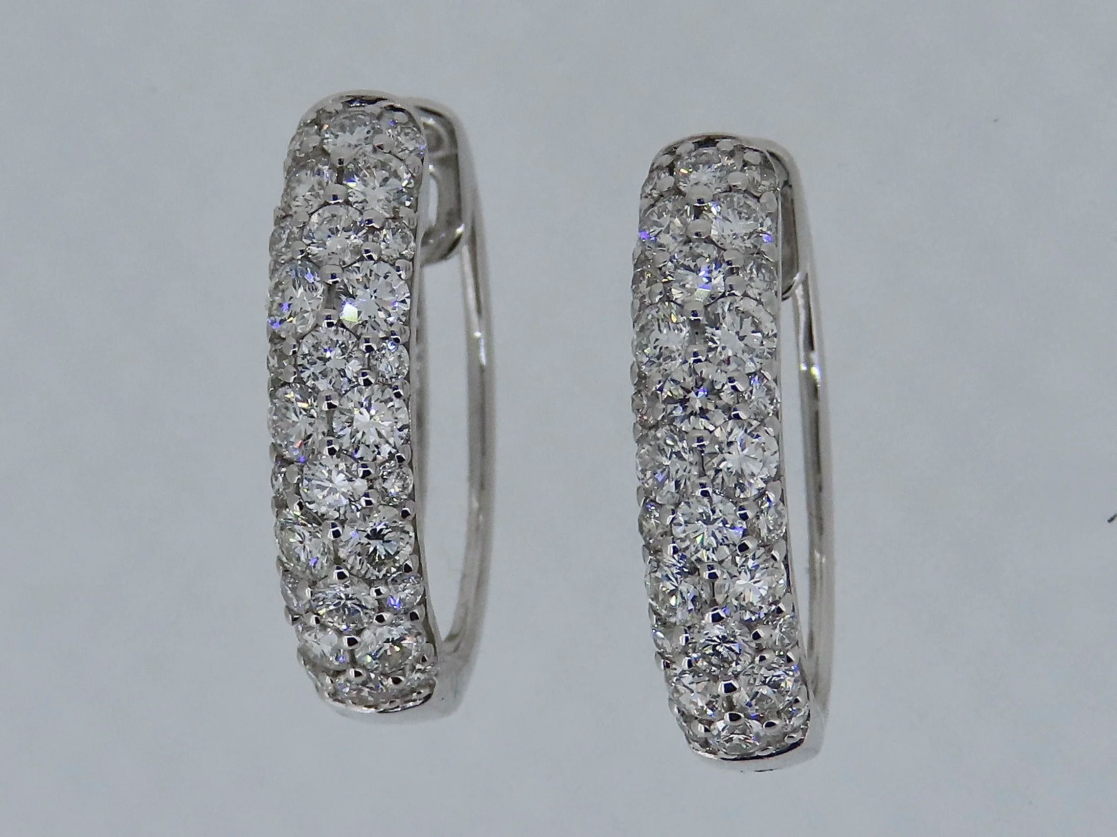 Pave Diamond Hoop Earrings | Greco Jewelers - alternate angle