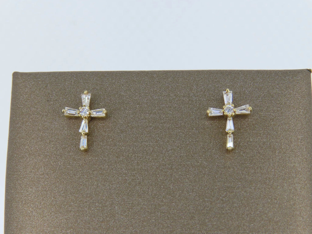 Gold Cross Post Earrings | Greco Jewelers