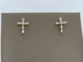 Gold Cross Post Earrings | Greco Jewelers - detail view