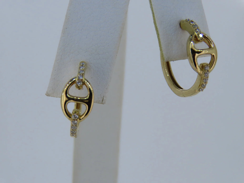 14K Yellow Gold Diamond Hoop earrings - 14K Yellow Gold | Greco Jewelers - alternate angle