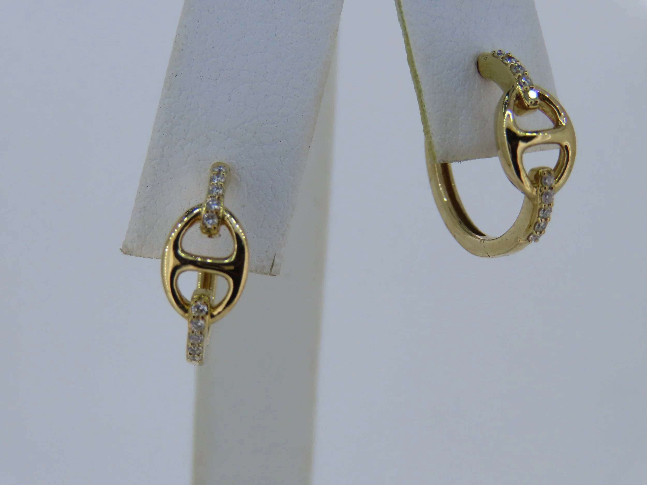 14K Yellow Gold Diamond Hoop earrings - 14K Yellow Gold | Greco Jewelers - alternate angle