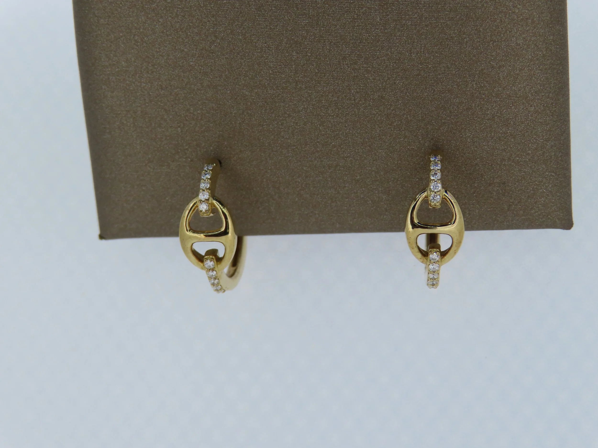 14K Yellow Gold Diamond Hoop earrings - 14K Yellow Gold | Greco Jewelers - detail view