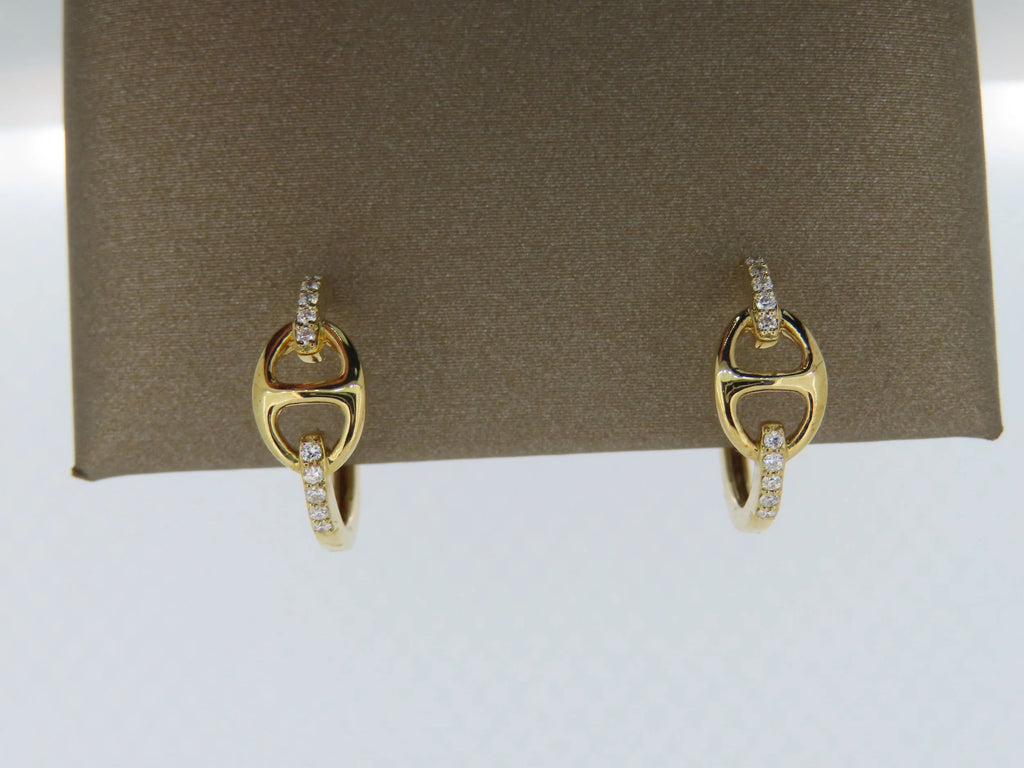 14K Yellow Gold Diamond Hoop earrings - 14K Yellow Gold | Greco Jewelers