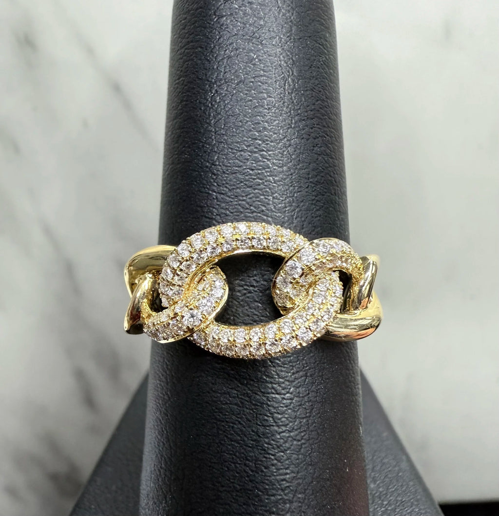 14K Yellow Gold Chain Style Diamond Ring - 14K Yellow Gold | Greco Jewelers