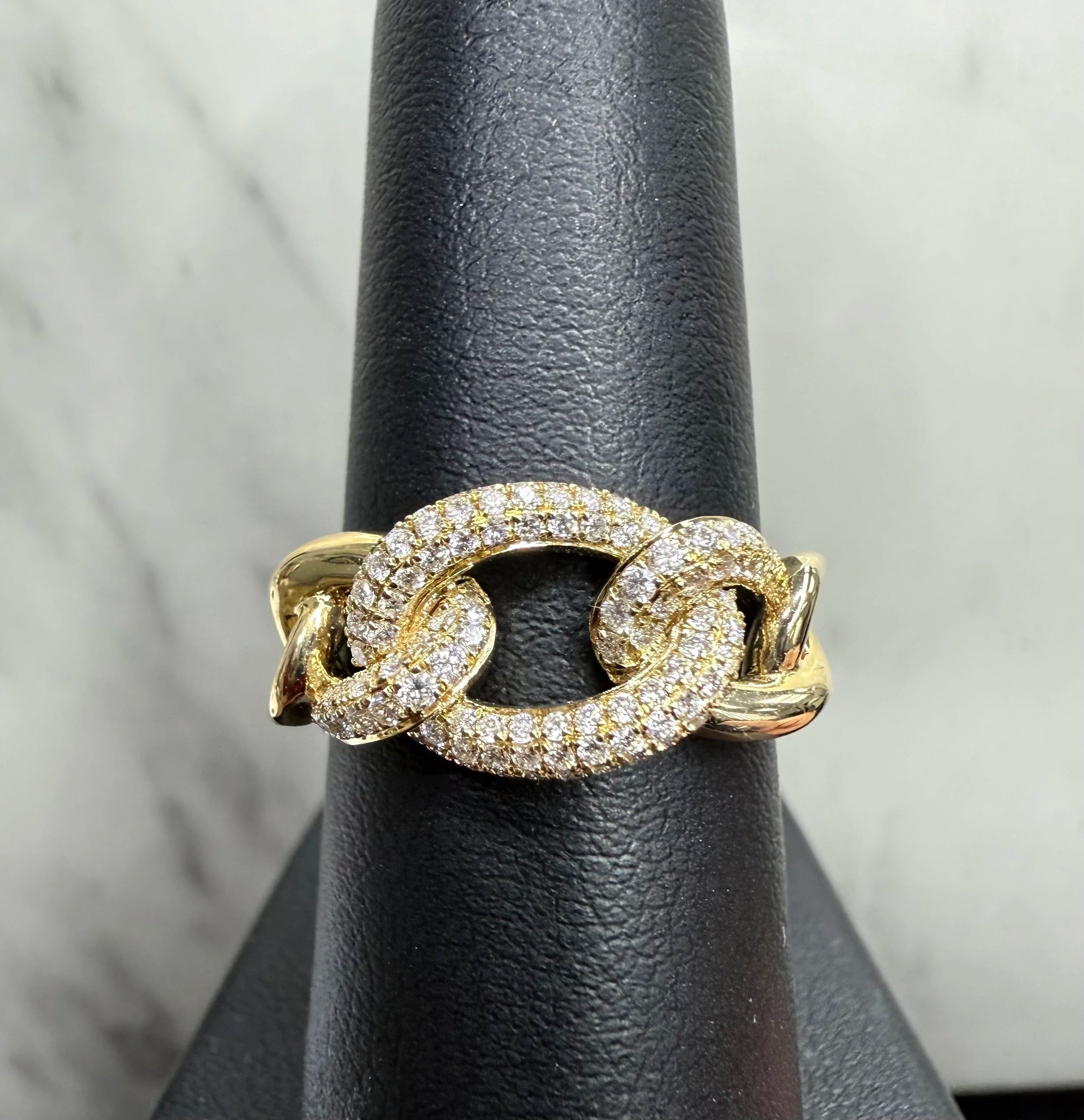 14K Yellow Gold Chain Style Diamond Ring - 14K Yellow Gold | Greco Jewelers