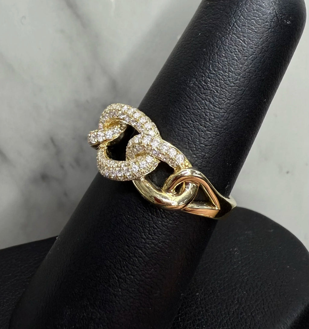 14K Yellow Gold Chain Style Diamond Ring - 14K Yellow Gold | Greco Jewelers - alternate angle