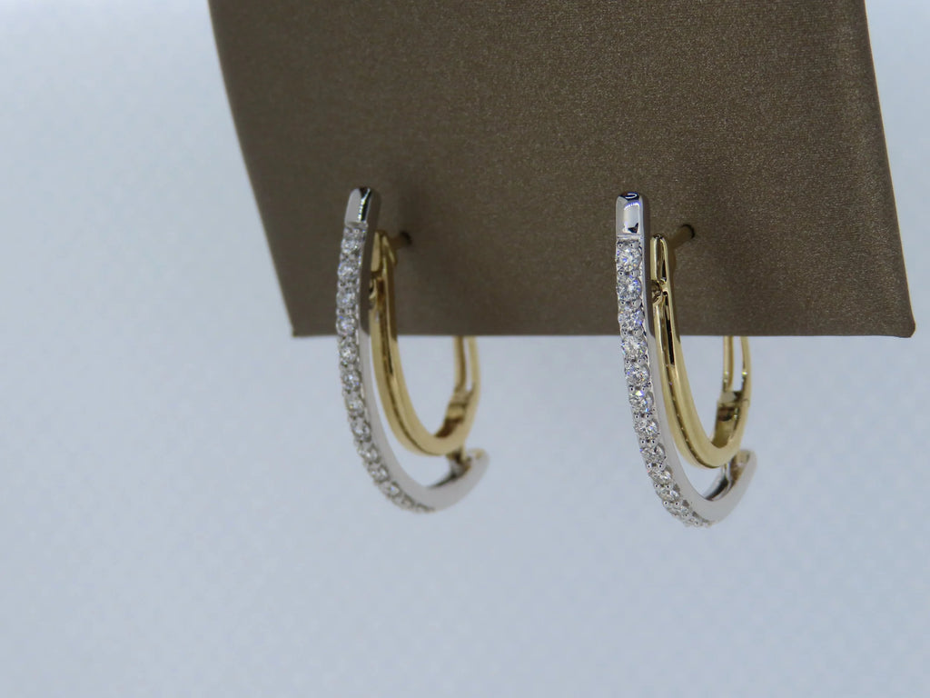 Two-toned diamond swivel hoop earrings - Two-Toned Gold | Greco Jewelers - detail view