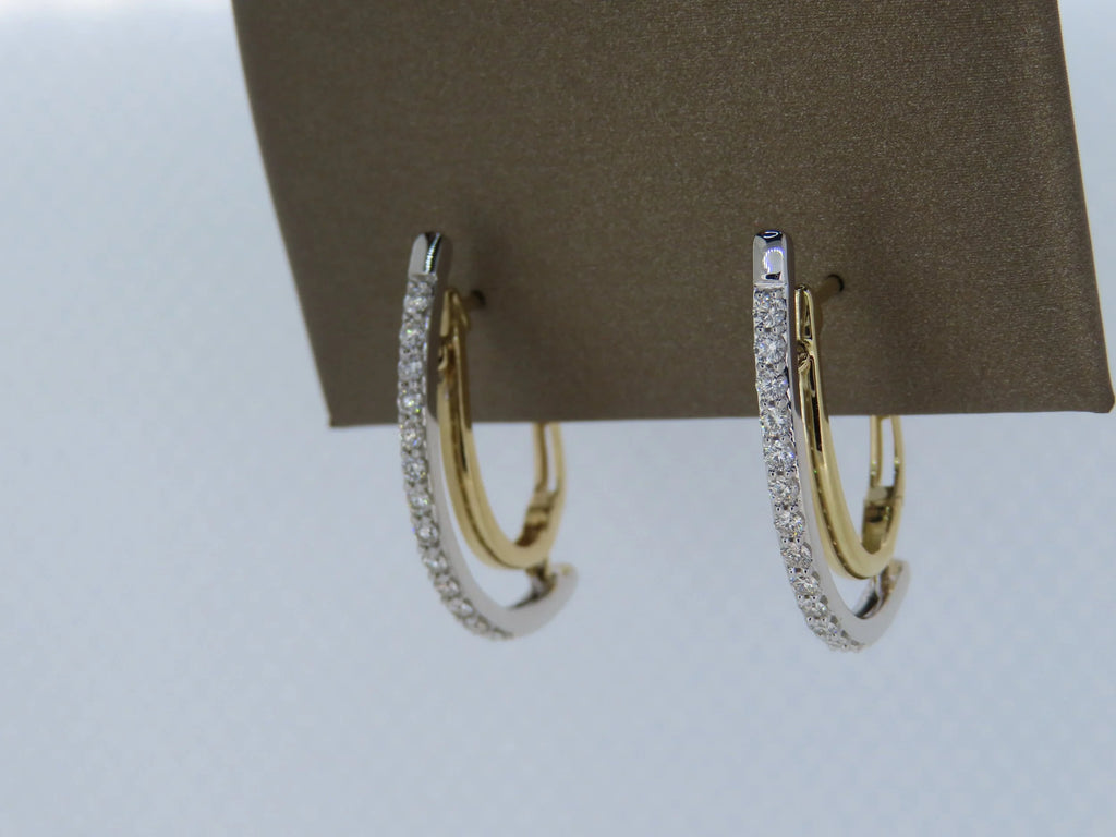 Two-toned diamond swivel hoop earrings - Two-Toned Gold | Greco Jewelers - alternate angle