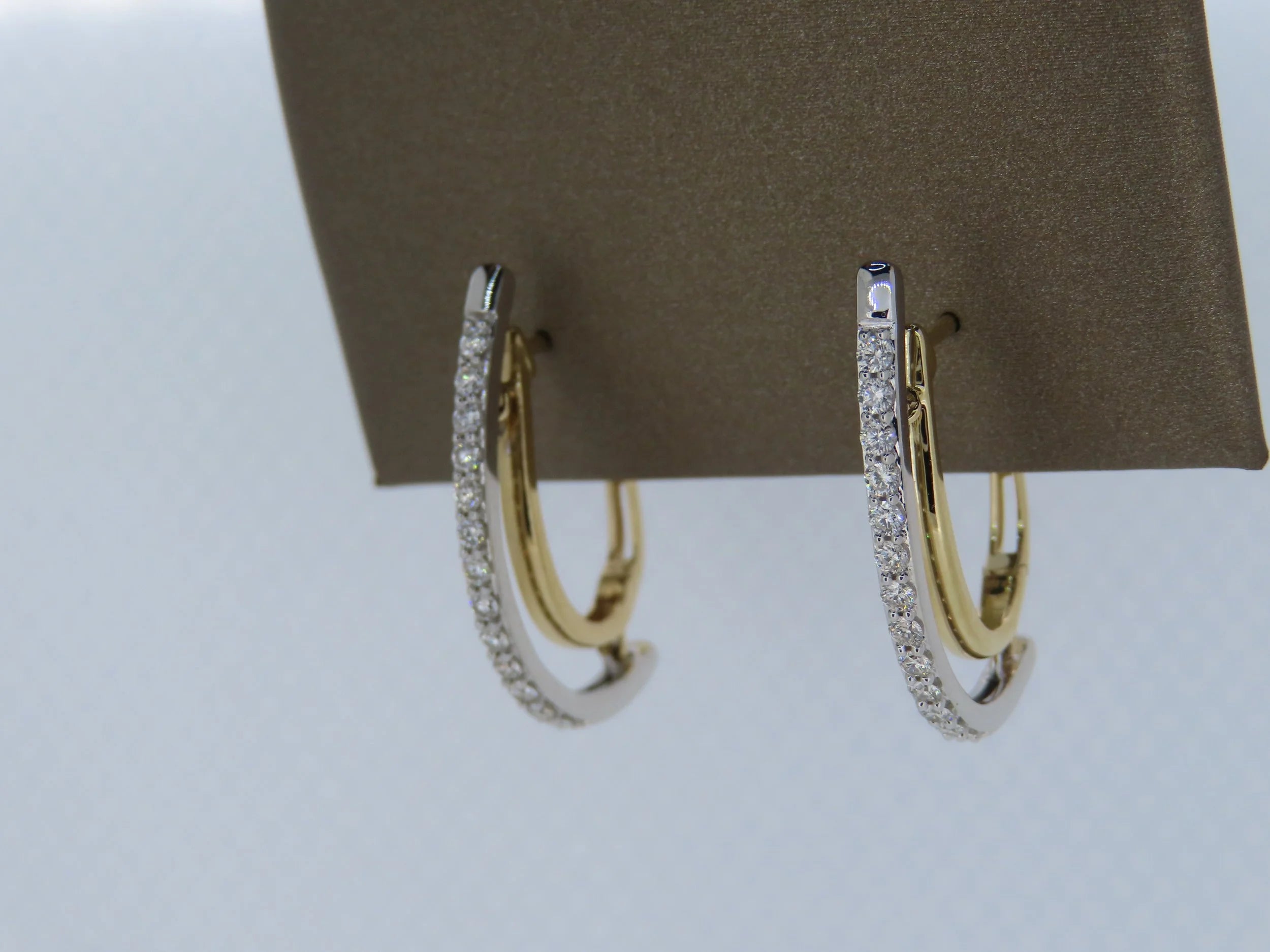 Two-toned diamond swivel hoop earrings - Two-Toned Gold | Greco Jewelers - alternate angle