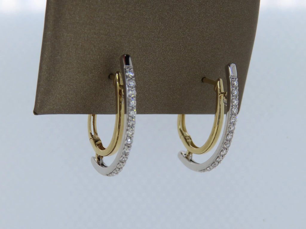 Two-toned diamond swivel hoop earrings - Two-Toned Gold | Greco Jewelers - close-up