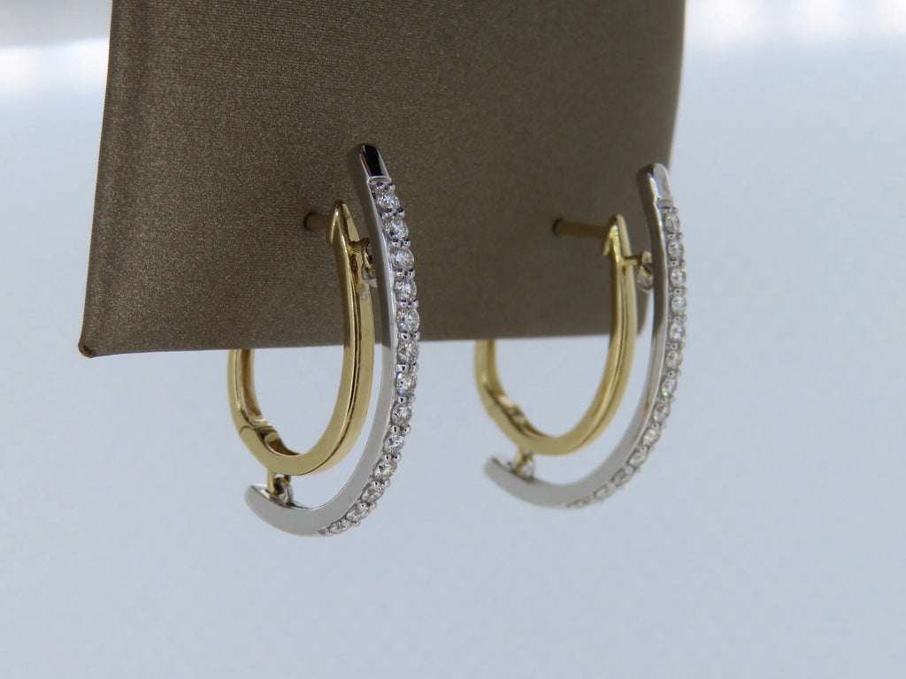 Two-toned diamond swivel hoop earrings - Two-Toned Gold | Greco Jewelers - styled view