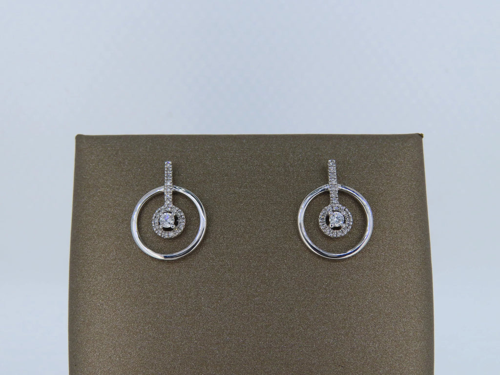 Round Diamond Post Earrings | Greco Jewelers - detail view