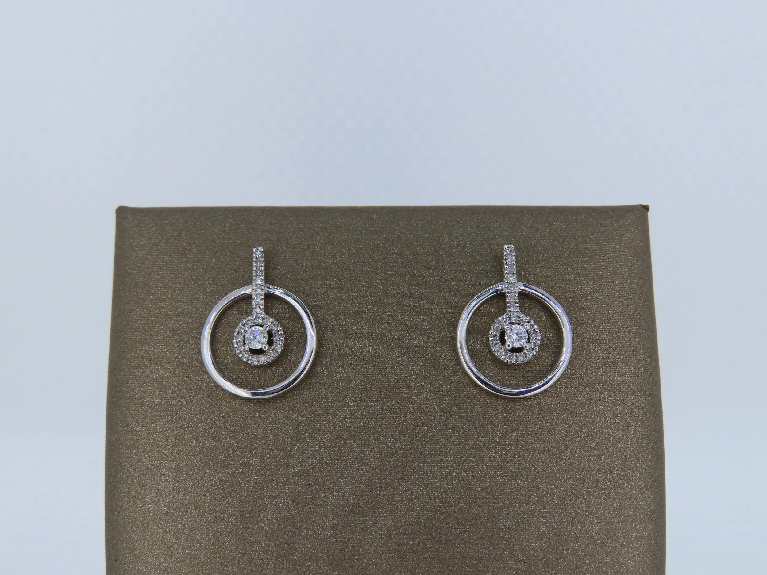 Round Diamond Post Earrings | Greco Jewelers - detail view