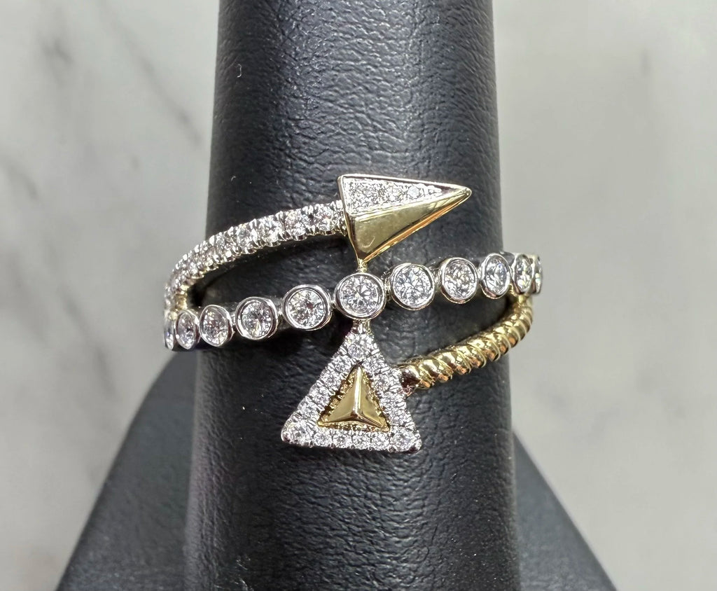 14K White and Yellow Gold Two Toned Ring - 14K White and Yellow Gold | Greco Jewelers - close-up
