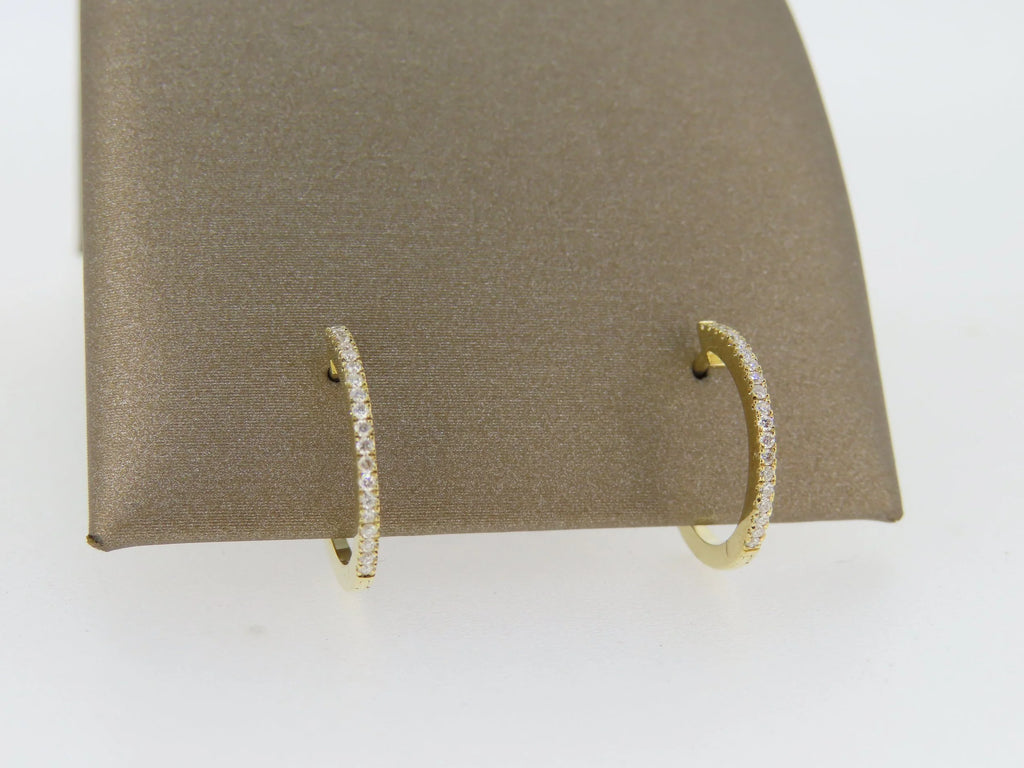 Diamond Round Hoops - hoop earrings | Greco Jewelers - alternate angle