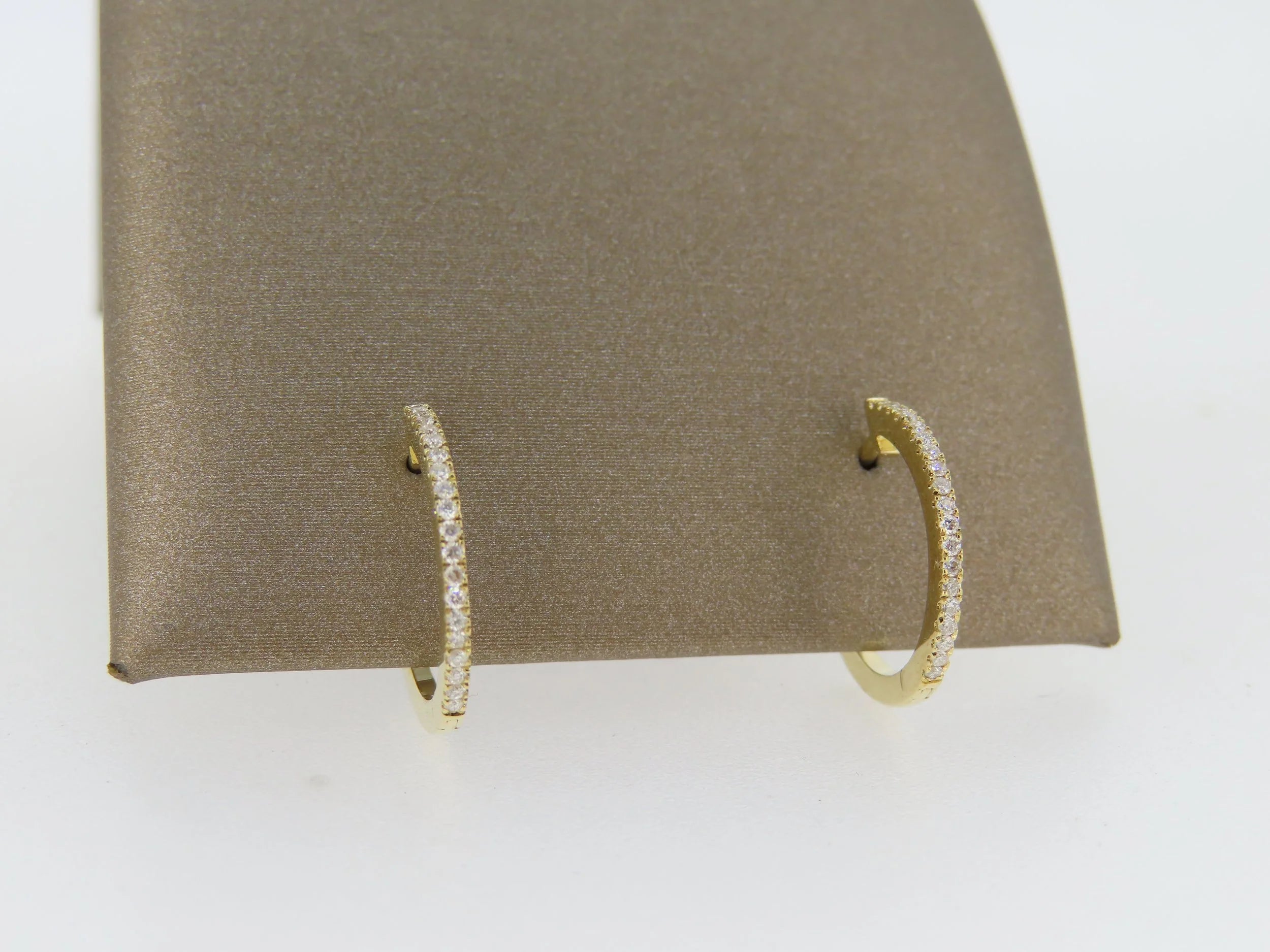 Diamond Round Hoops - hoop earrings | Greco Jewelers - alternate angle