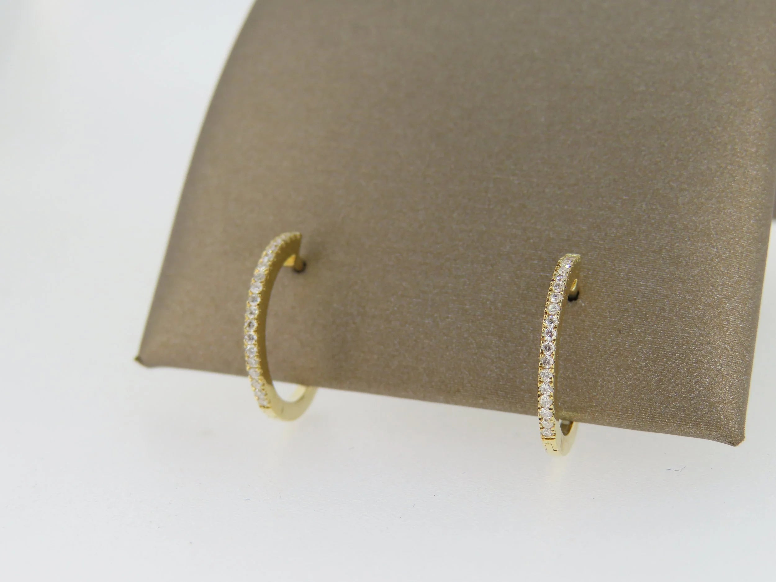 Diamond Round Hoops - hoop earrings | Greco Jewelers - detail view