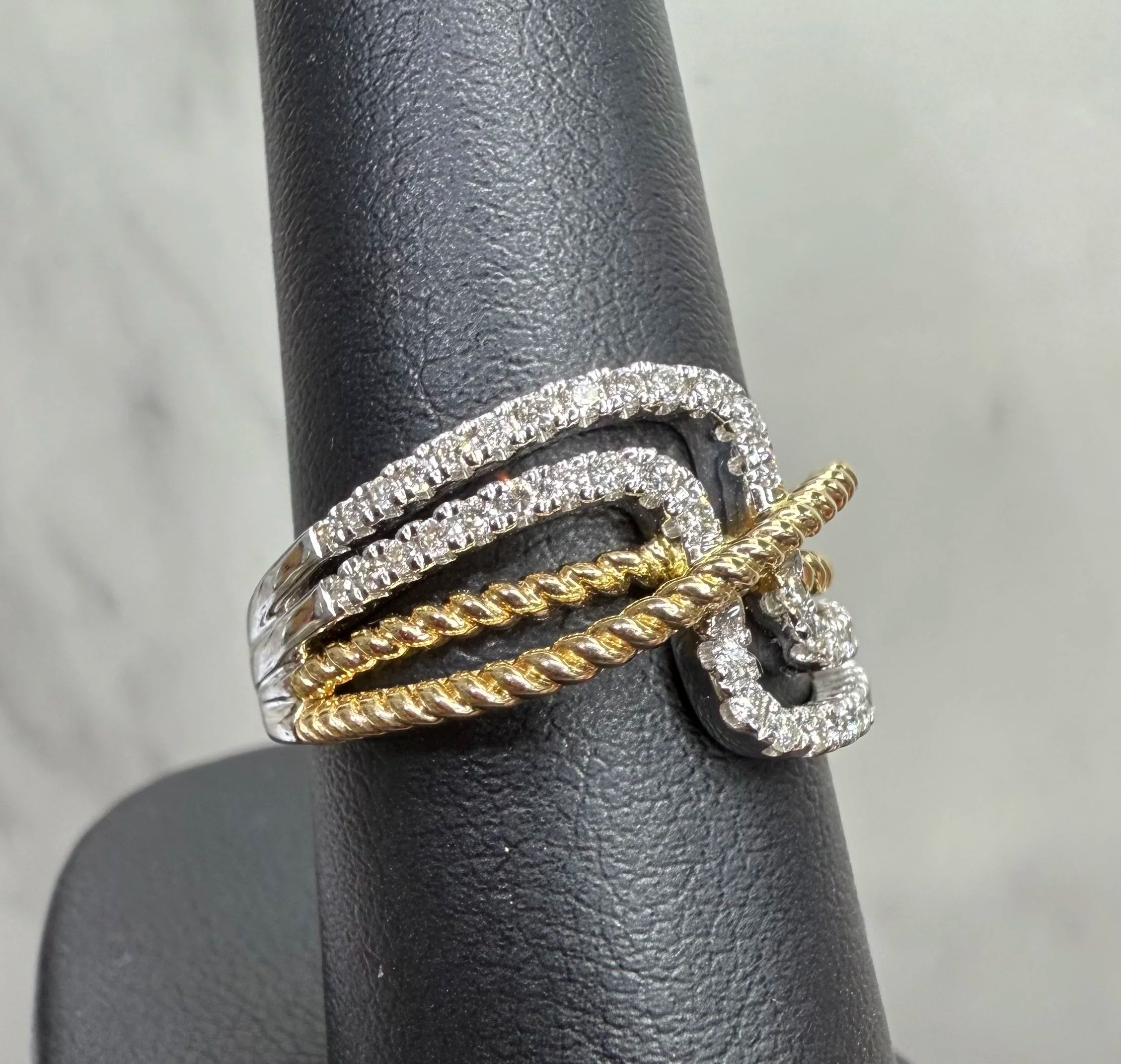 14K White and Yellow Gold Two Toned Ring - 14K White and Yellow Gold | Greco Jewelers - detail view