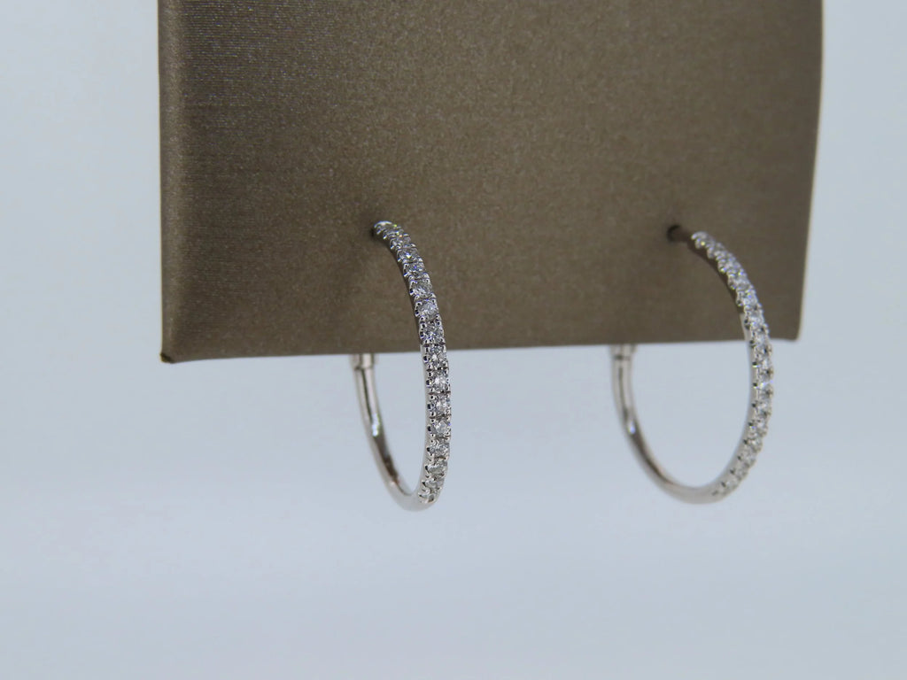 Diamond Hoop Earrings | Greco Jewelers - detail view