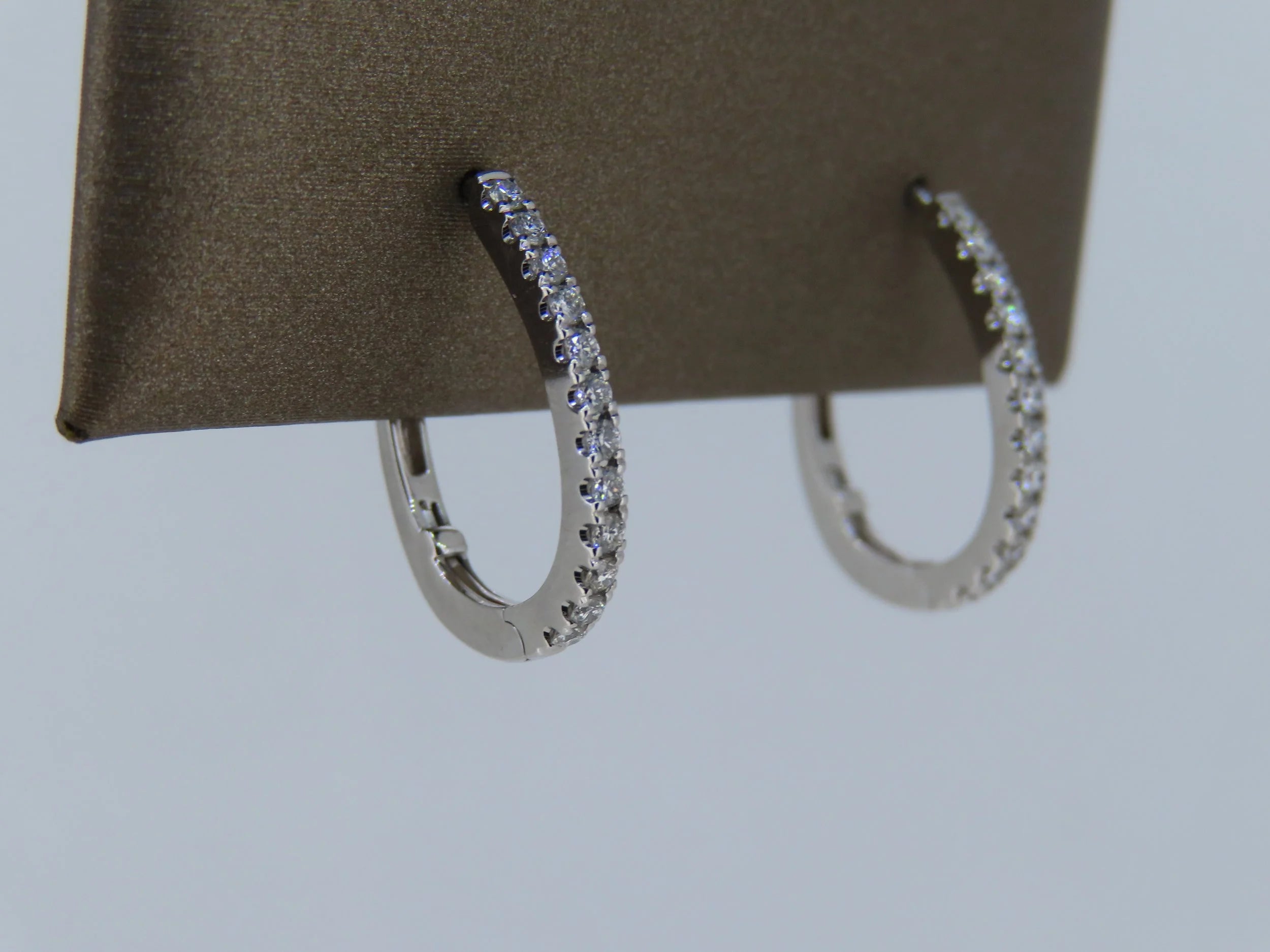 Diamond Oval Hoops - hoop earrings | Greco Jewelers - alternate angle