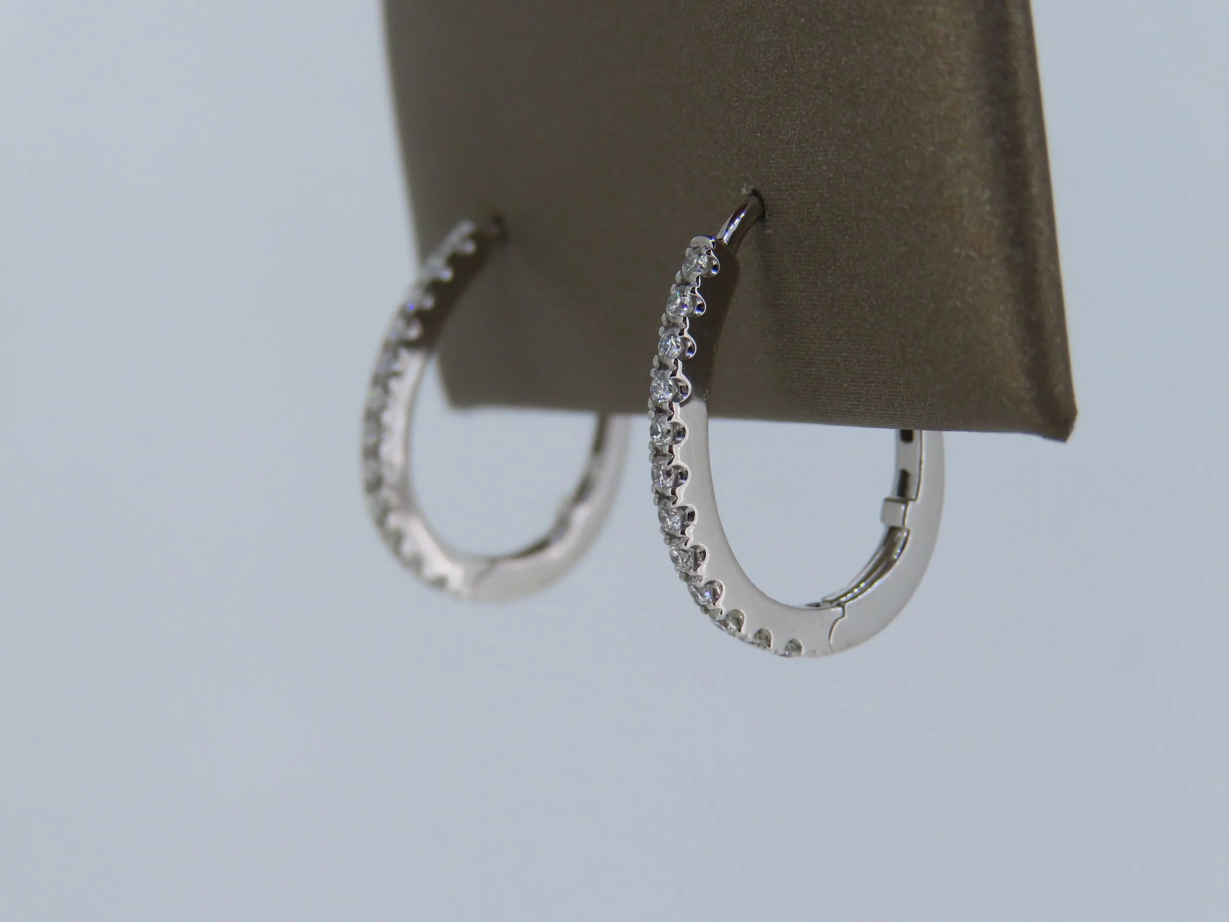 Diamond Oval Hoops - hoop earrings | Greco Jewelers - detail view