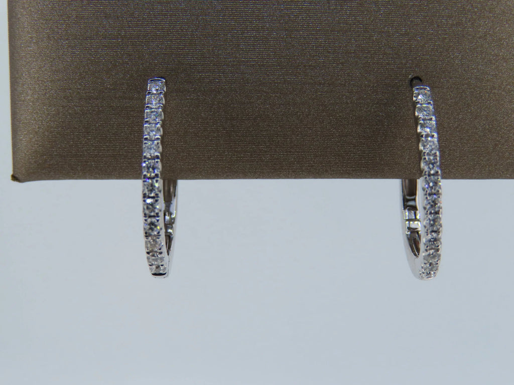 Diamond Oval Hoops - hoop earrings | Greco Jewelers - close-up