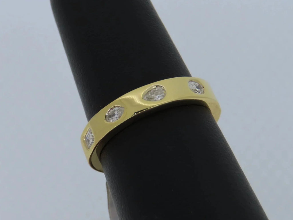 14K Yellow Gold Bezel Set Diamond Band - 14K Yellow Gold | Greco Jewelers - detail view