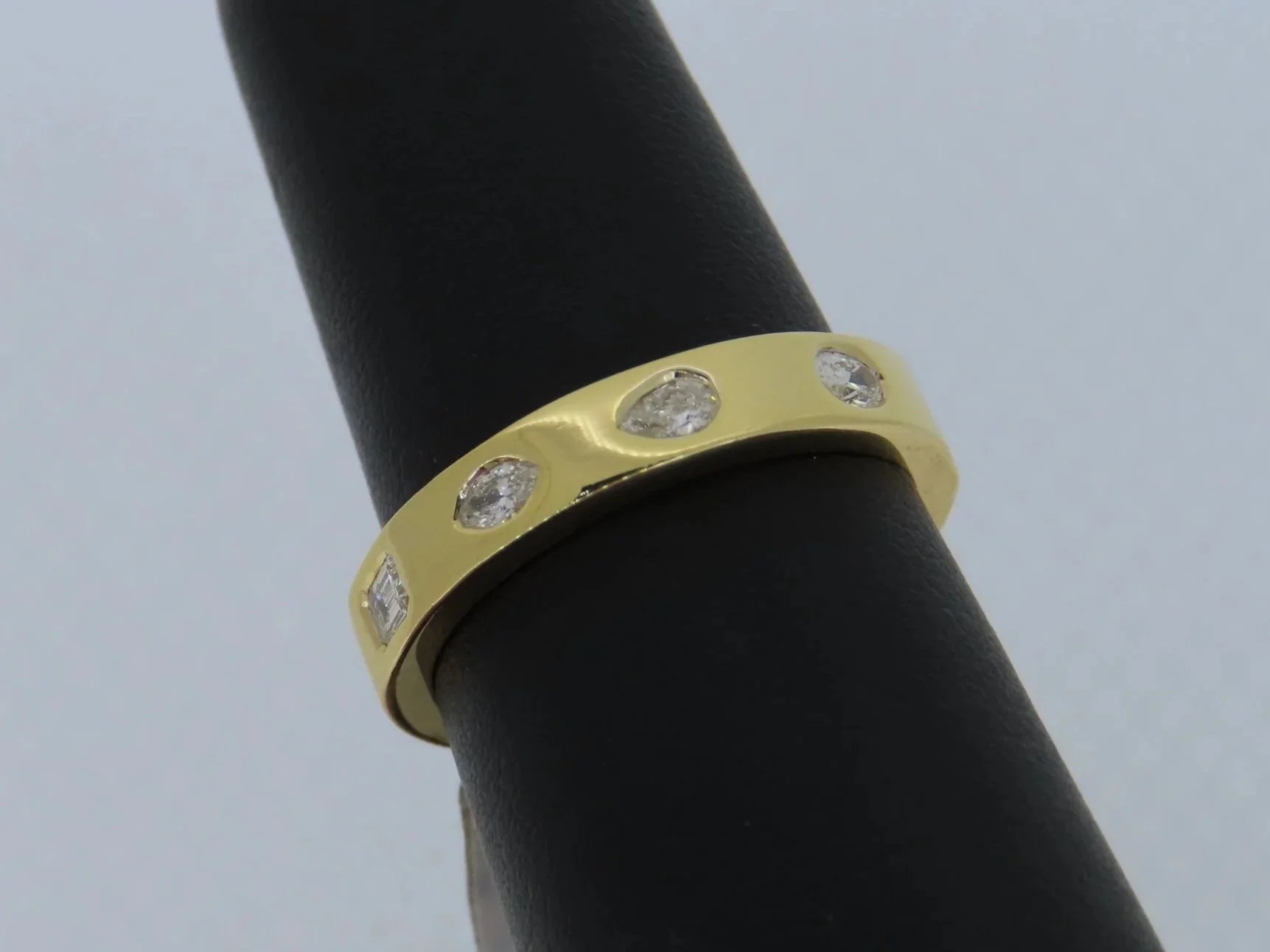 14K Yellow Gold Bezel Set Diamond Band - 14K Yellow Gold | Greco Jewelers - detail view