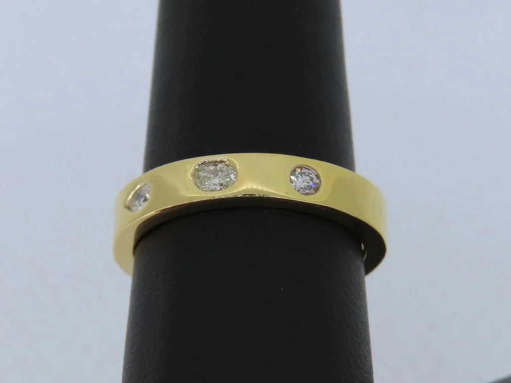 14K Yellow Gold Bezel Set Diamond Band - 14K Yellow Gold | Greco Jewelers - close-up