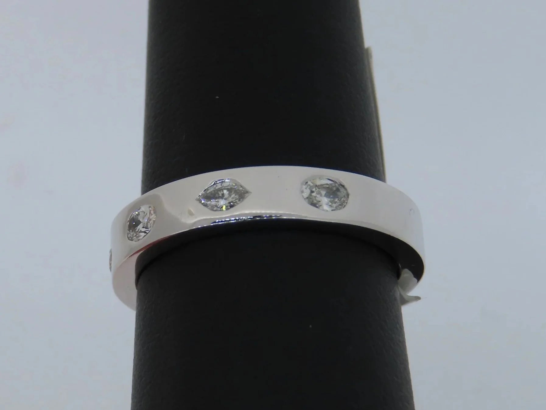 14K White Gold Bezel Set Diamond Band - 14K White Gold | Greco Jewelers - close-up