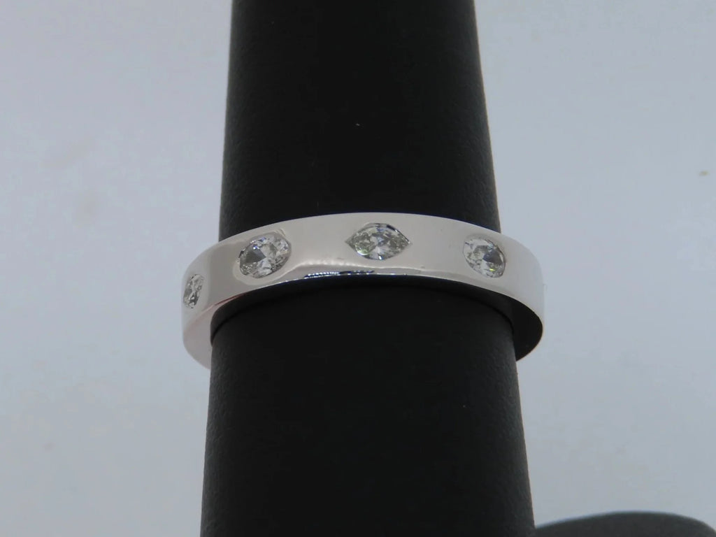 14K White Gold Bezel Set Diamond Band - 14K White Gold | Greco Jewelers