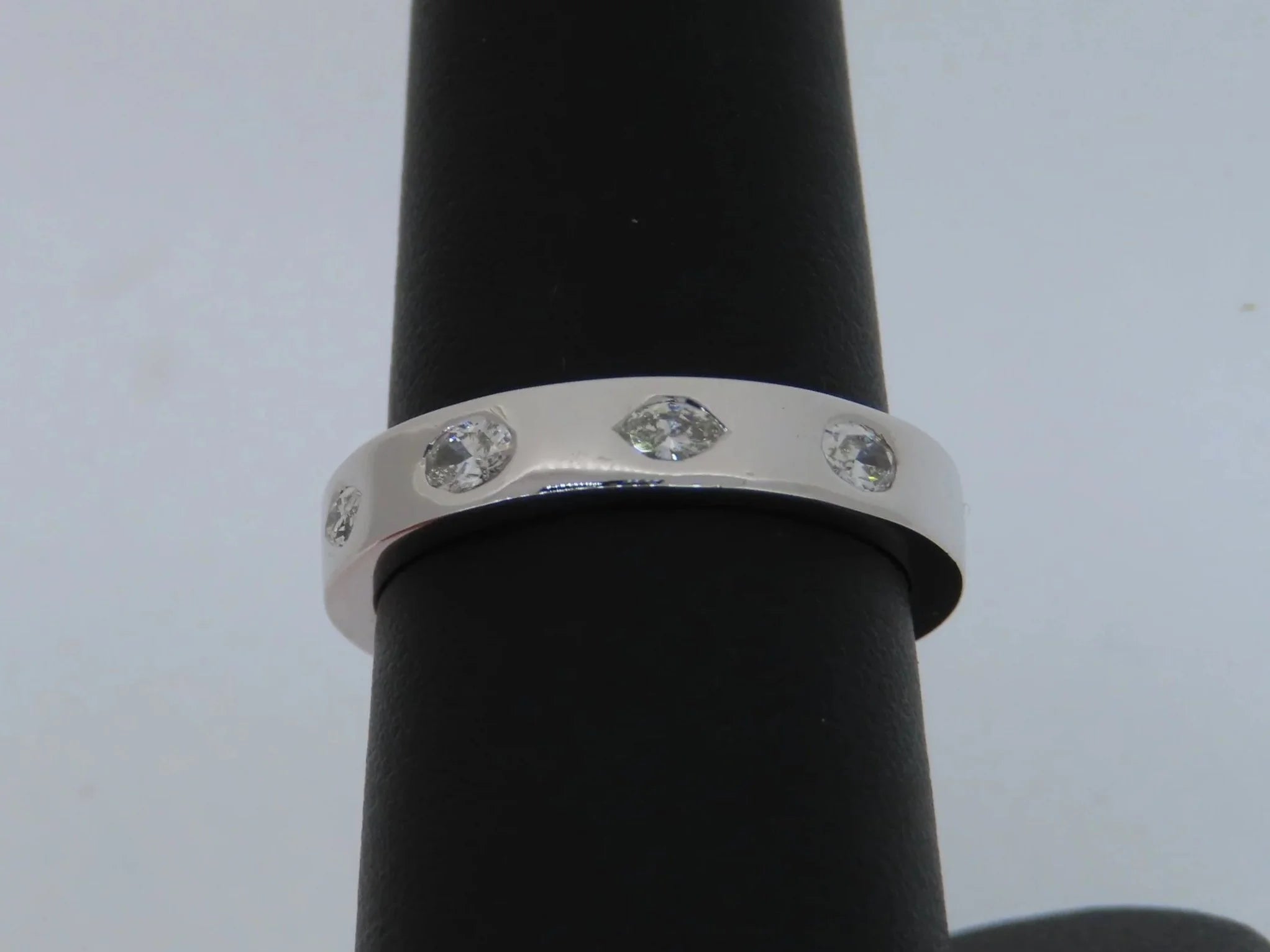 14K White Gold Bezel Set Diamond Band - 14K White Gold | Greco Jewelers