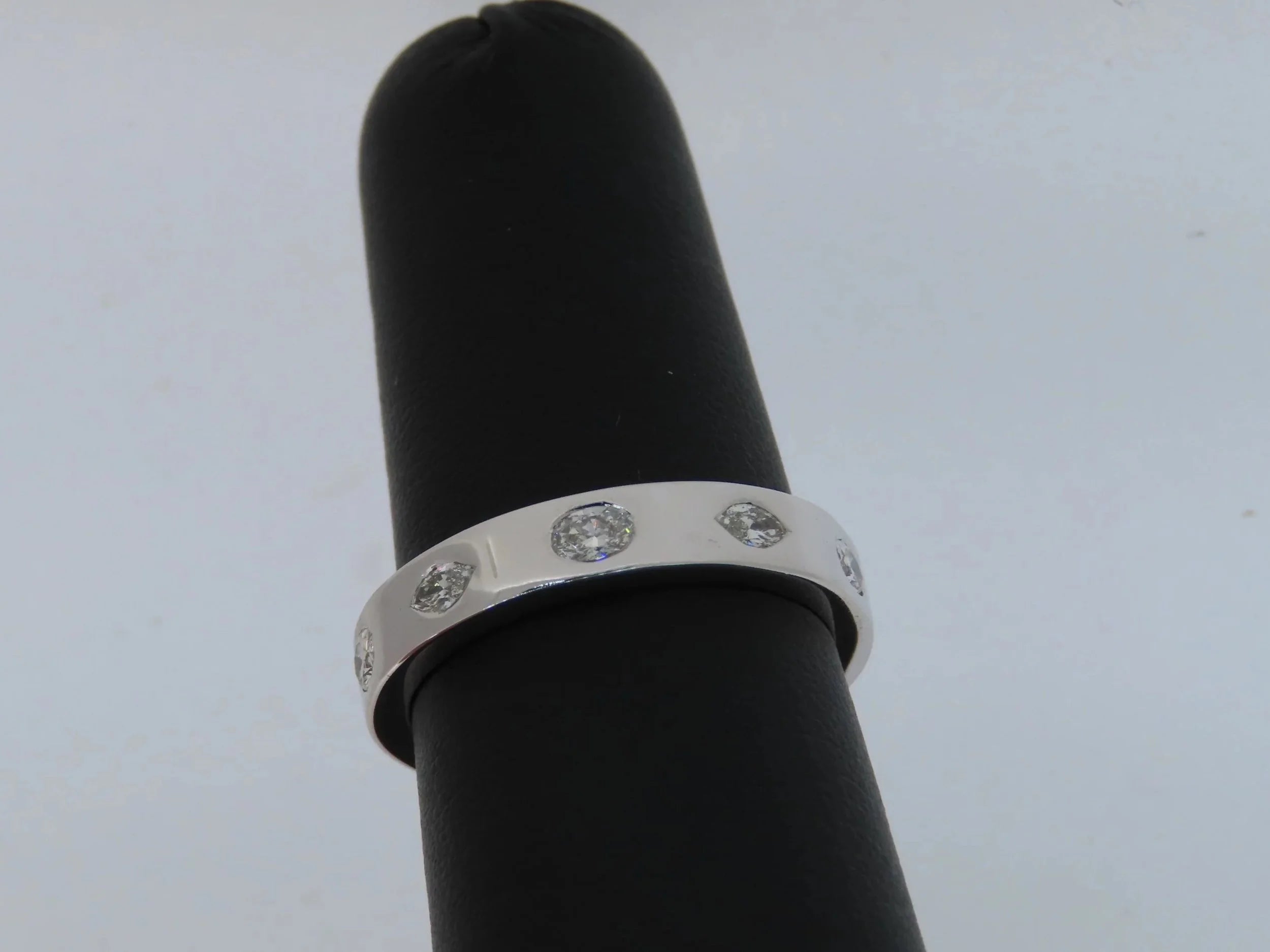 14K White Gold Bezel Set Diamond Band - 14K White Gold | Greco Jewelers - detail view