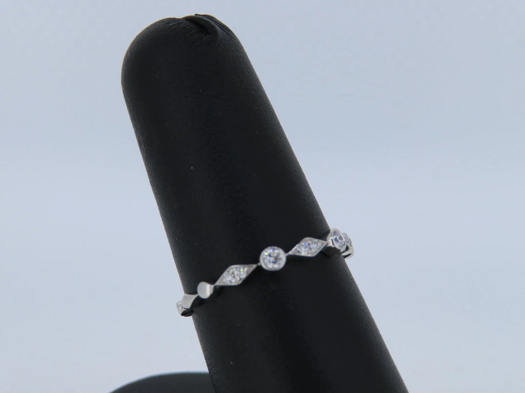 14K White Gold Stackable Diamond Band - 14K White Gold | Greco Jewelers - alternate angle