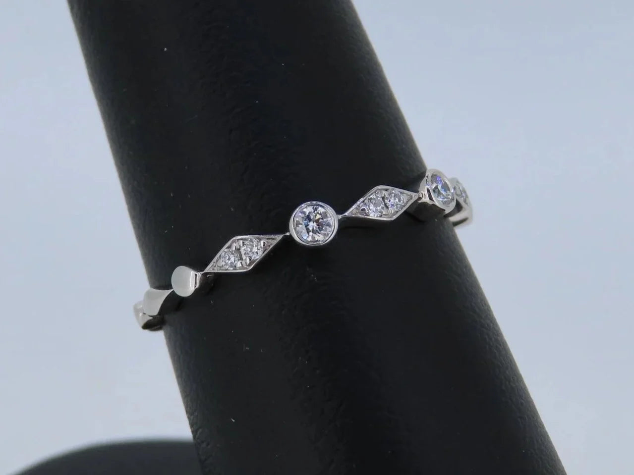 14K White Gold Stackable Diamond Band - 14K White Gold | Greco Jewelers - detail view