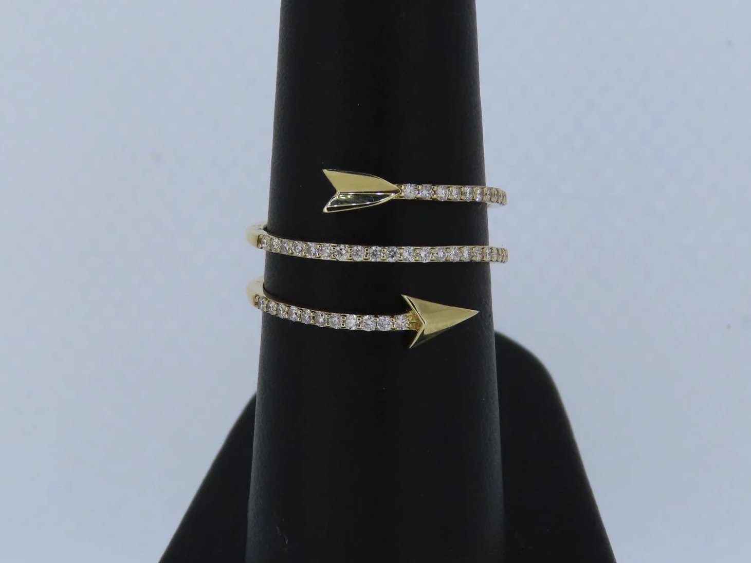 Gold Double Row Arrow Ring | Greco Jewelers - detail view
