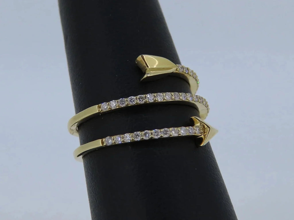 Gold Double Row Arrow Ring | Greco Jewelers - alternate angle