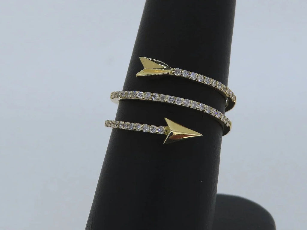 Gold Double Row Arrow Ring | Greco Jewelers - close-up