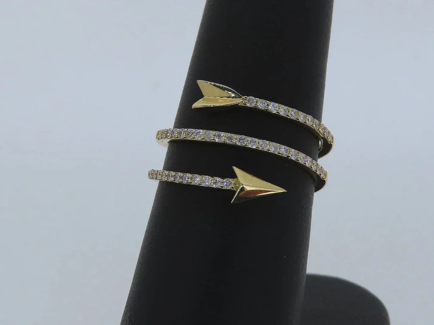 Gold Double Row Arrow Ring | Greco Jewelers - close-up
