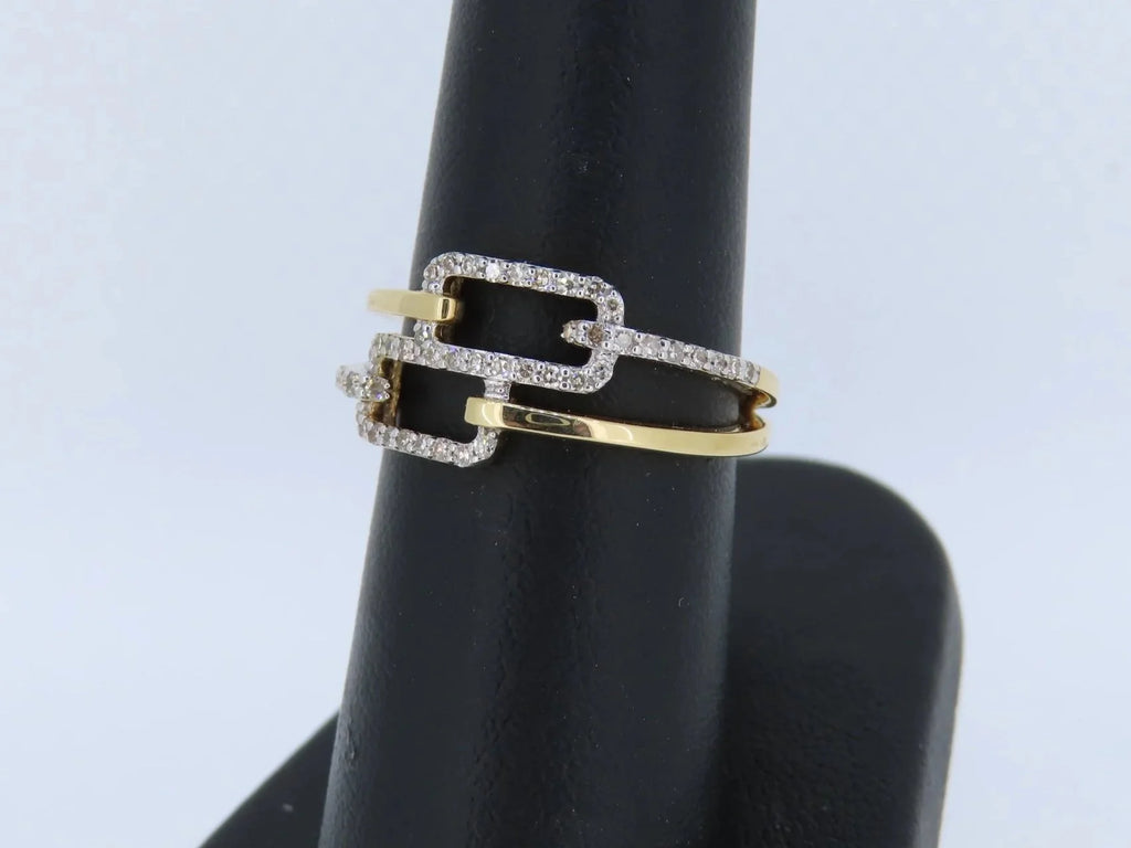 Two-Toned Rectangle Ring - Two-Toned Gold | Greco Jewelers - detail view