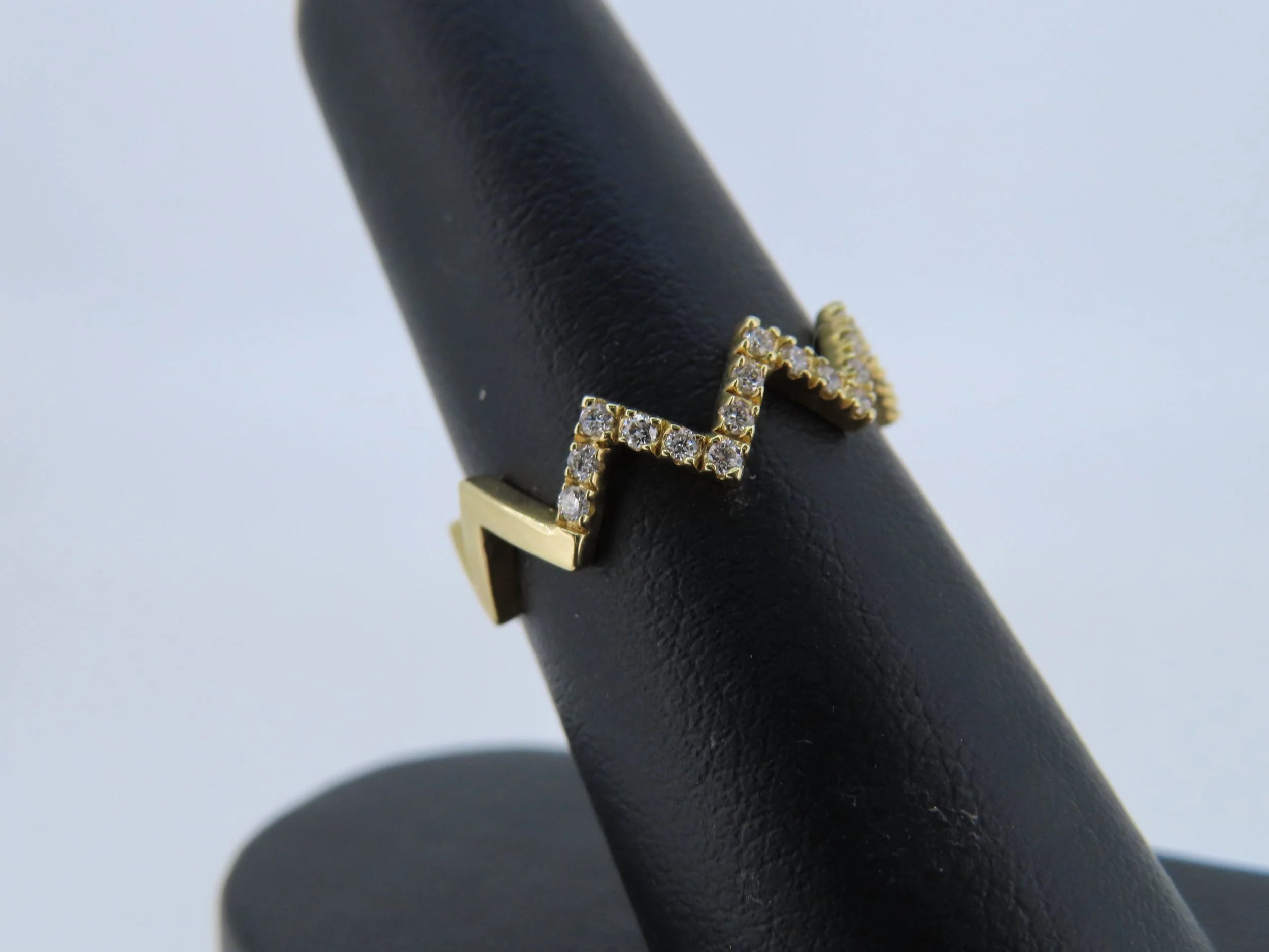 Yellow Gold Zig Zag Diamond Band | Greco Jewelers - alternate angle