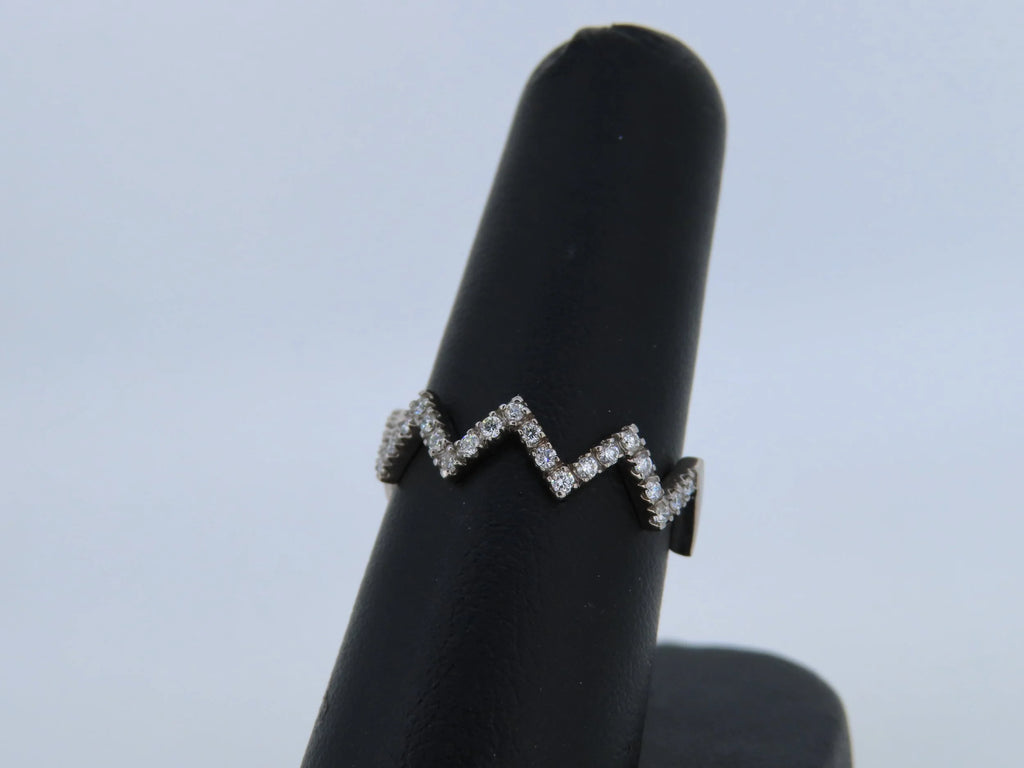 White Gold Zig Zag Diamond Band | Greco Jewelers - detail view