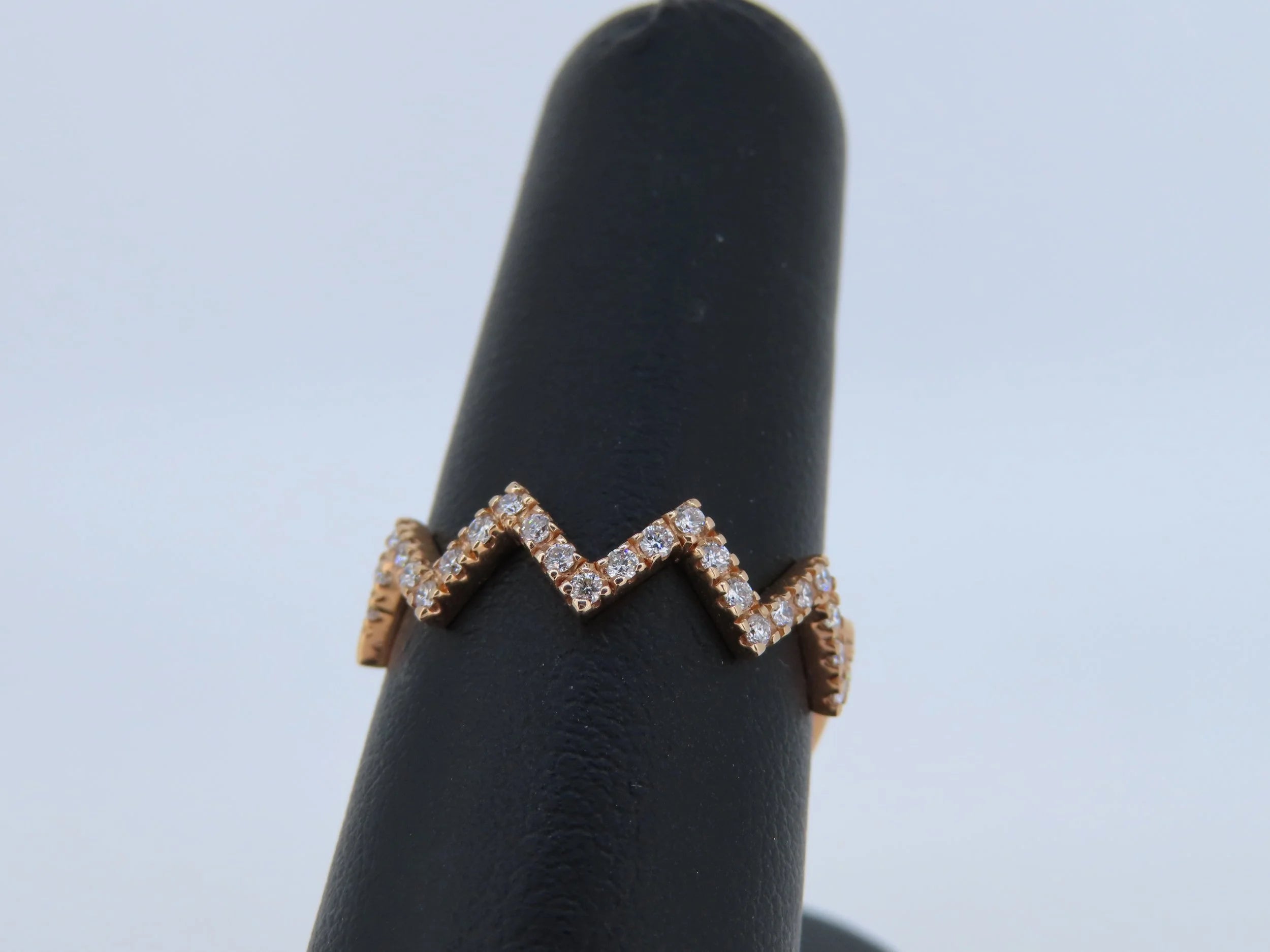 Rose Gold Zig Zag Diamond Band | Greco Jewelers - detail view